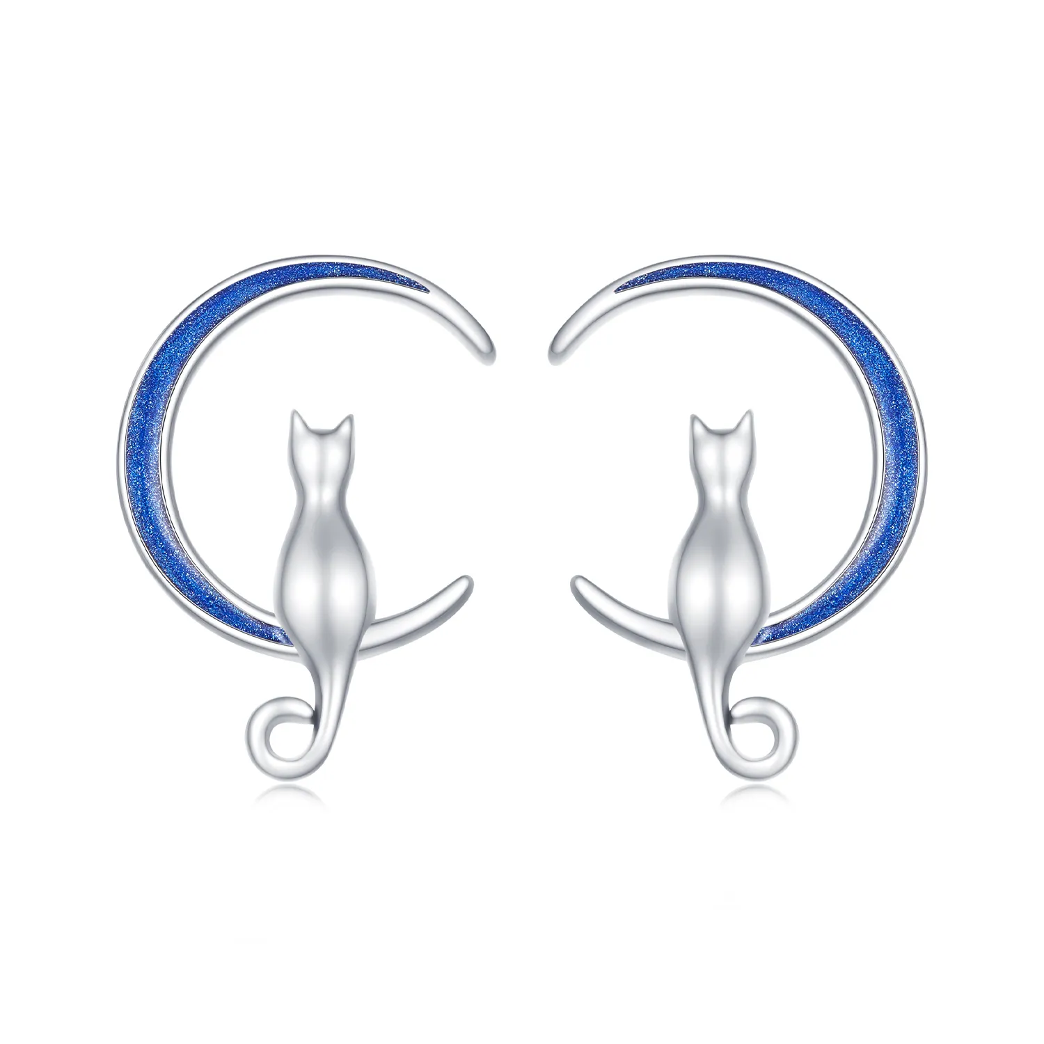 pandora style moon cat studs kolczyki sce1609