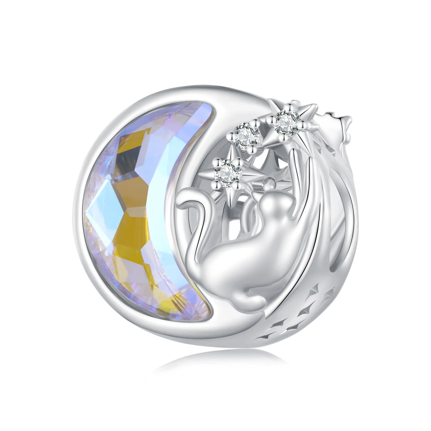 pandora style moonlight cat charm to uroczy charm z motywem kota w świetle księżyca scc2538