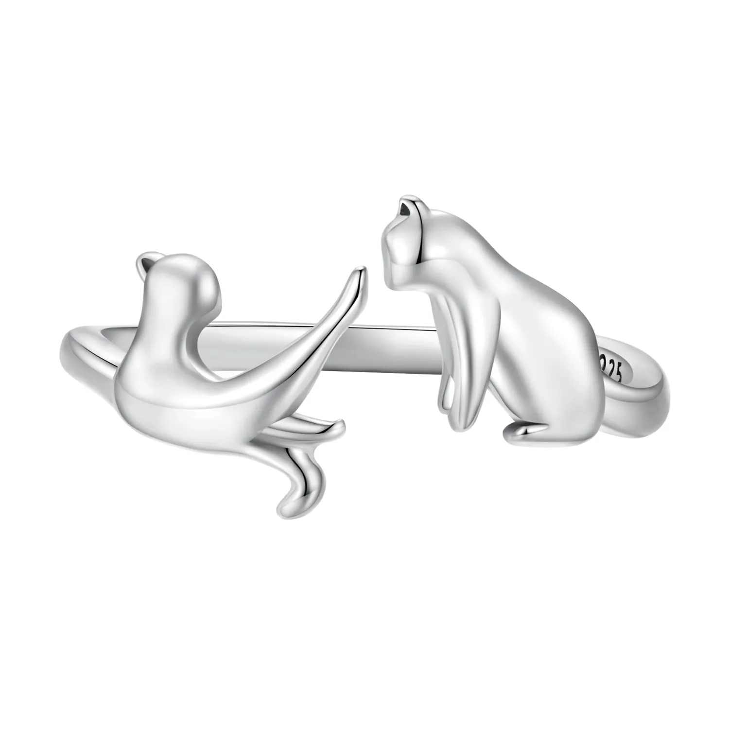 pandora style otwarte pierścień z kotem scr917
