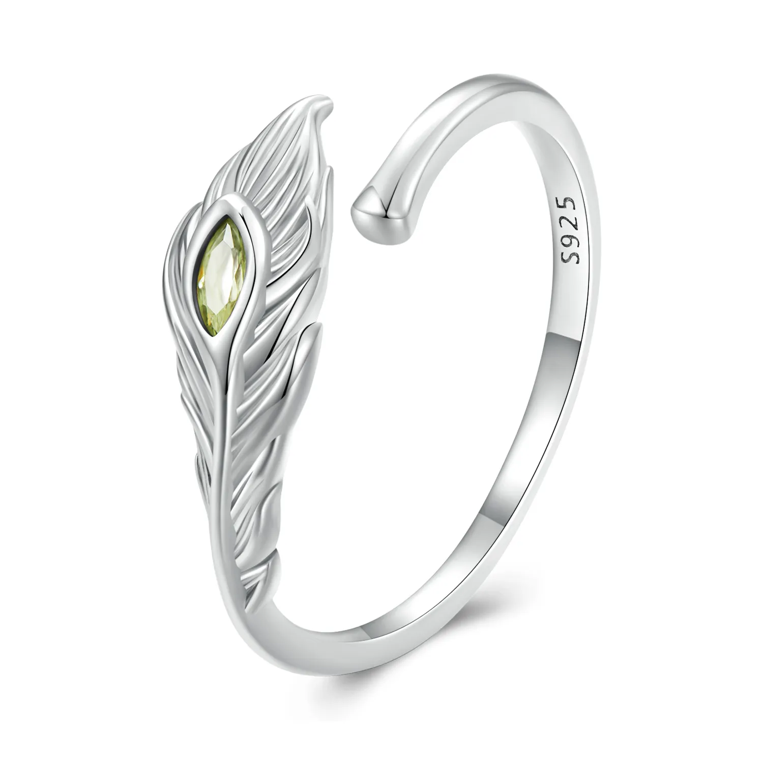 pandora style otwarty pierścień z piórami pawia bsr424
