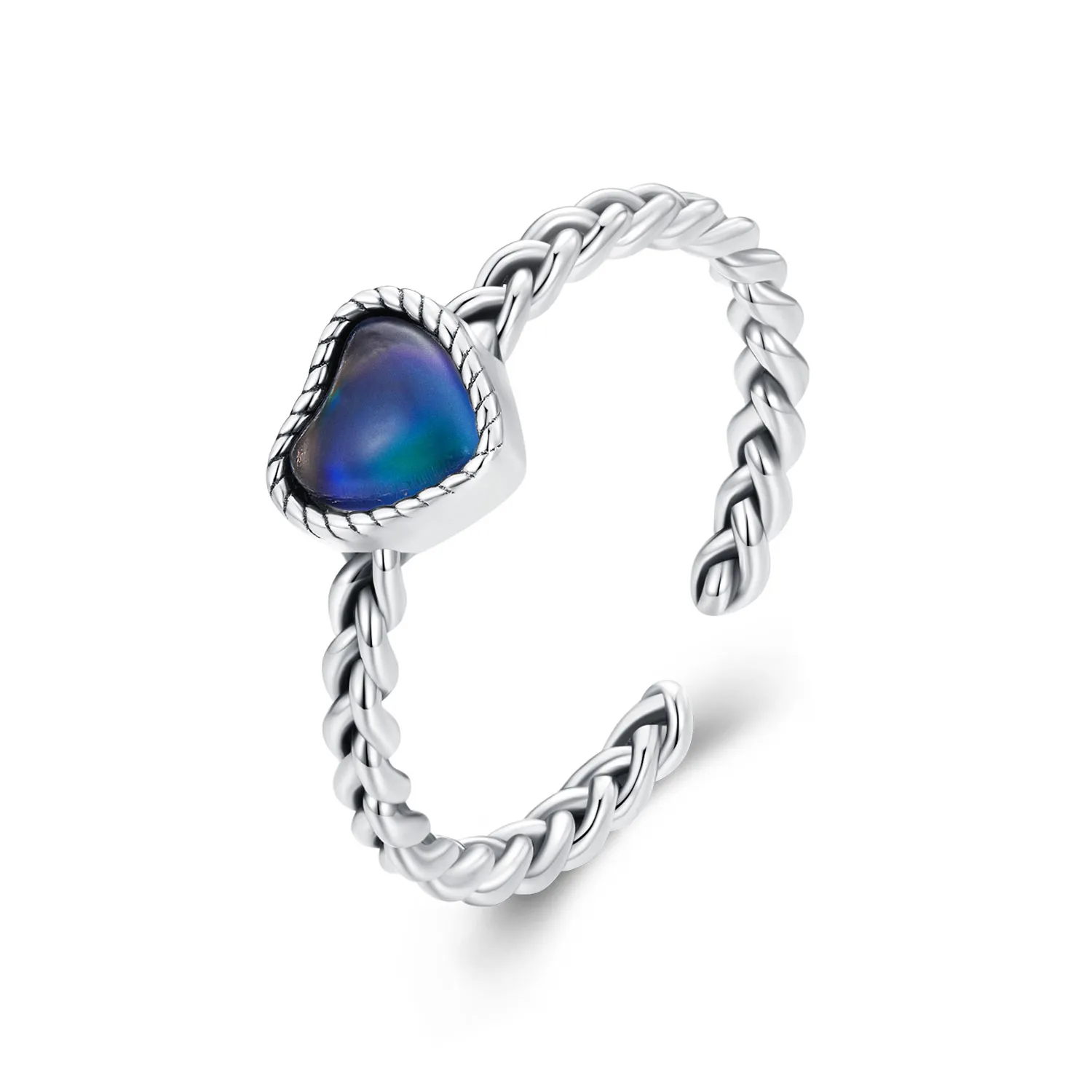 pandora style prosta obrączka w kształcie skręconego serca scr956