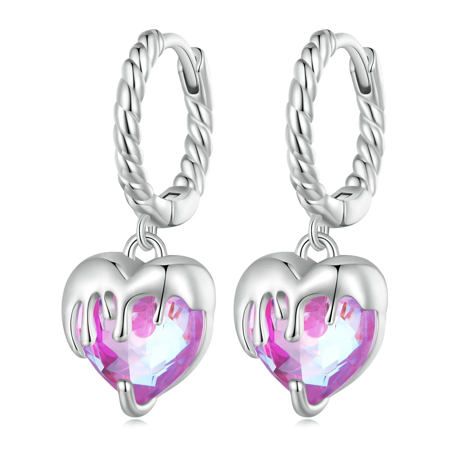 pandora style przepiękne kolczyki w stylu melting heart na kolczykach bse833