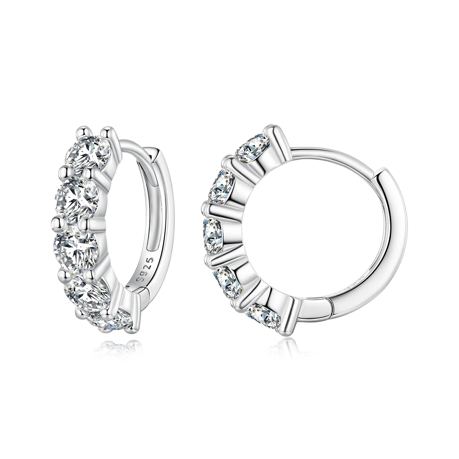 pandora style półkolisty pierścień moissanite diamond kolczyki mse033