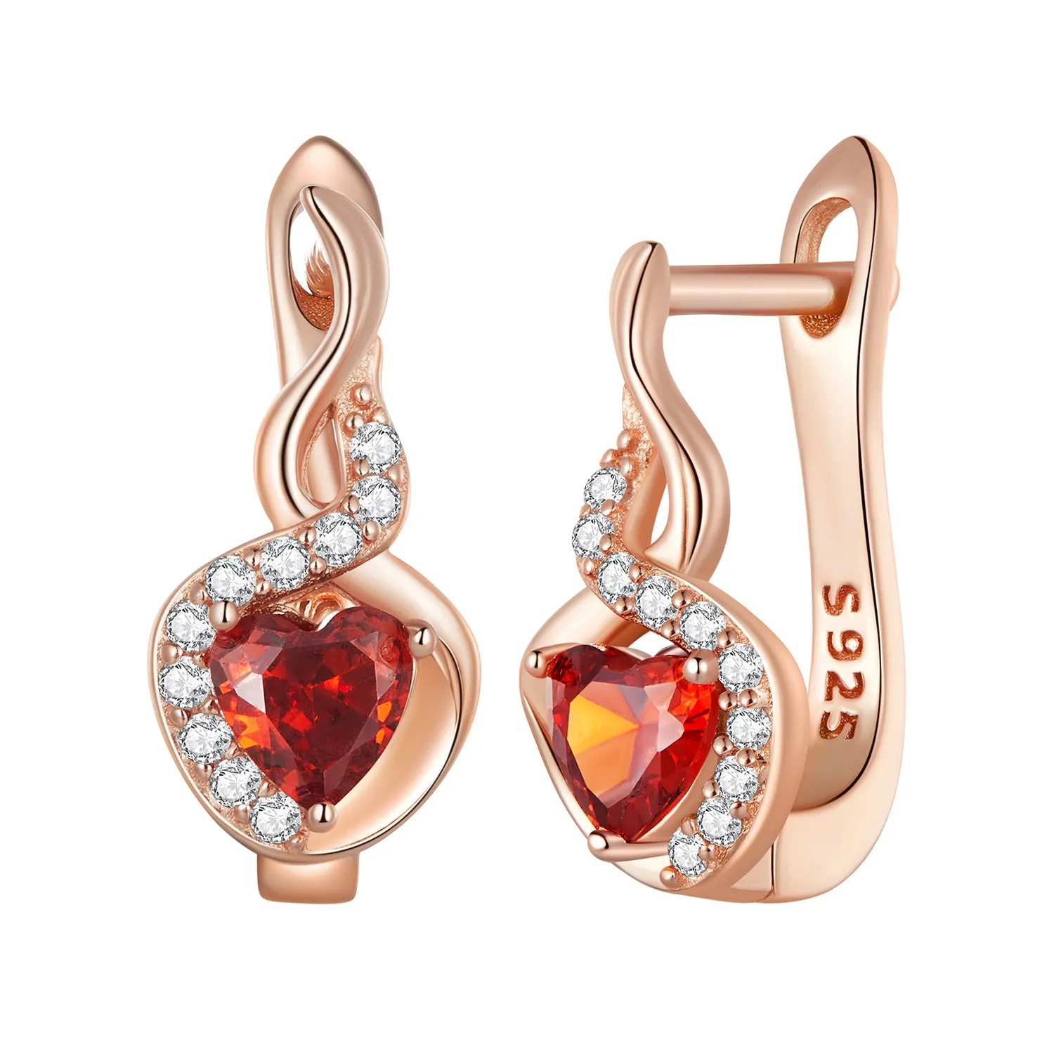 pandora style różowe złote kolczyki love bond hoop bse815
