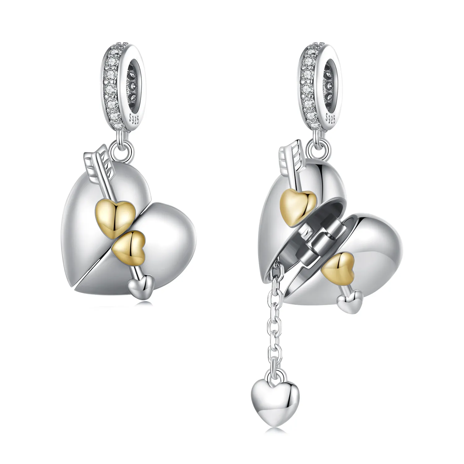 pandora style serce w kształcie otwieranego zawieszki bsc804