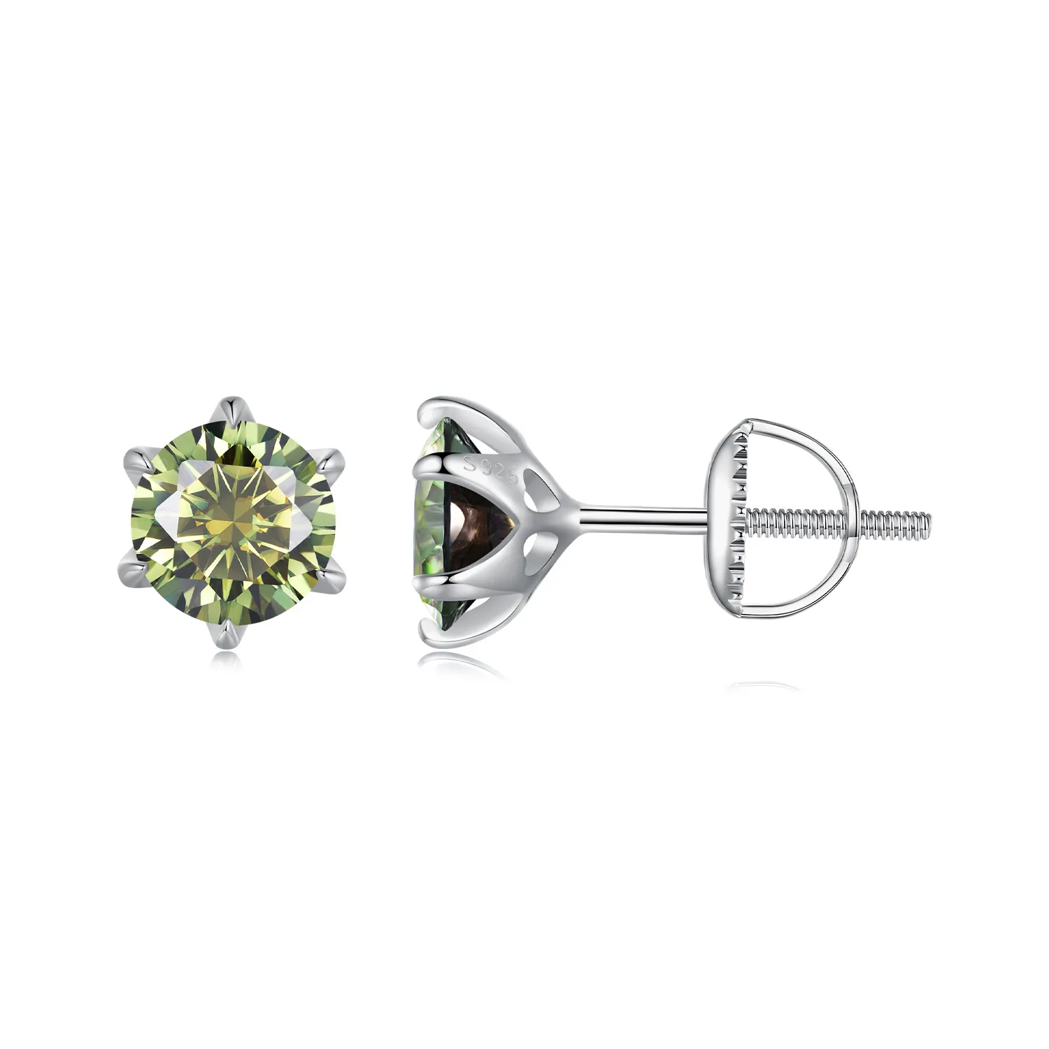 pandora style szmaragdowe kolczyki z błyszczącymi kamieniami moissanite mse025 lgn