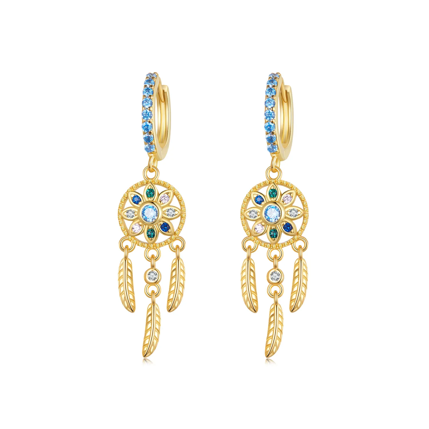 pandora style złote kolczyki z wisienką dreamcatcher sce713 b