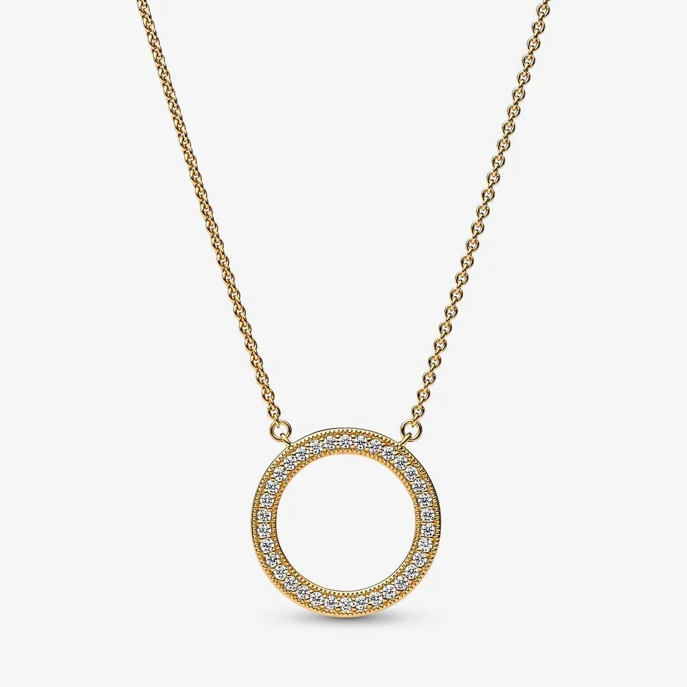 Naszyjnik Pandora Signature Pavé i serca w kształcie koła - 362735C01-45