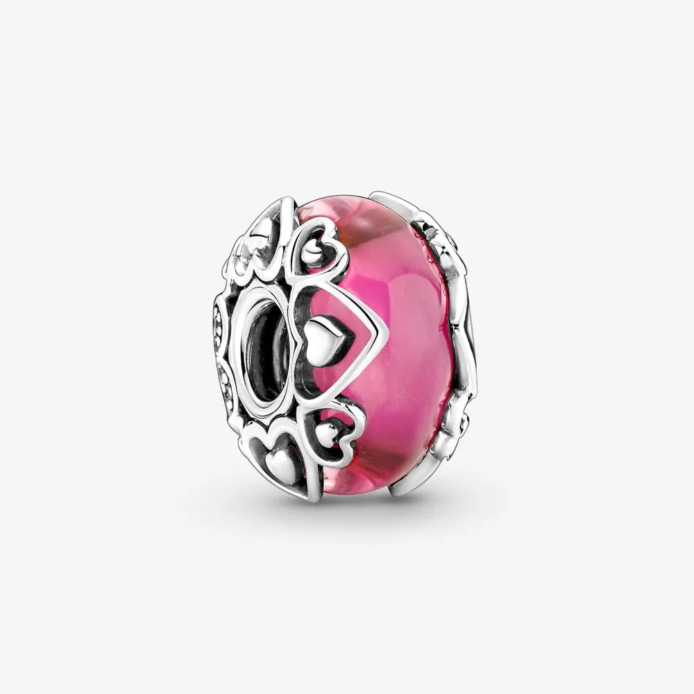 Pandora Ujawnij swoją miłość Różowa zawieszka ze szkła Murano - 791159C00
