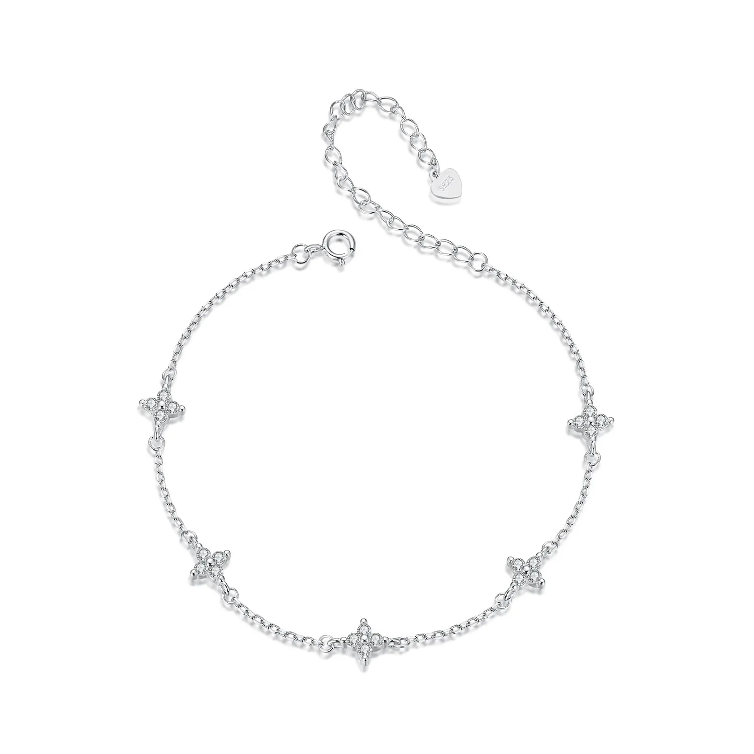 bransoletka na kostkę pandora style four leaf clover bst008