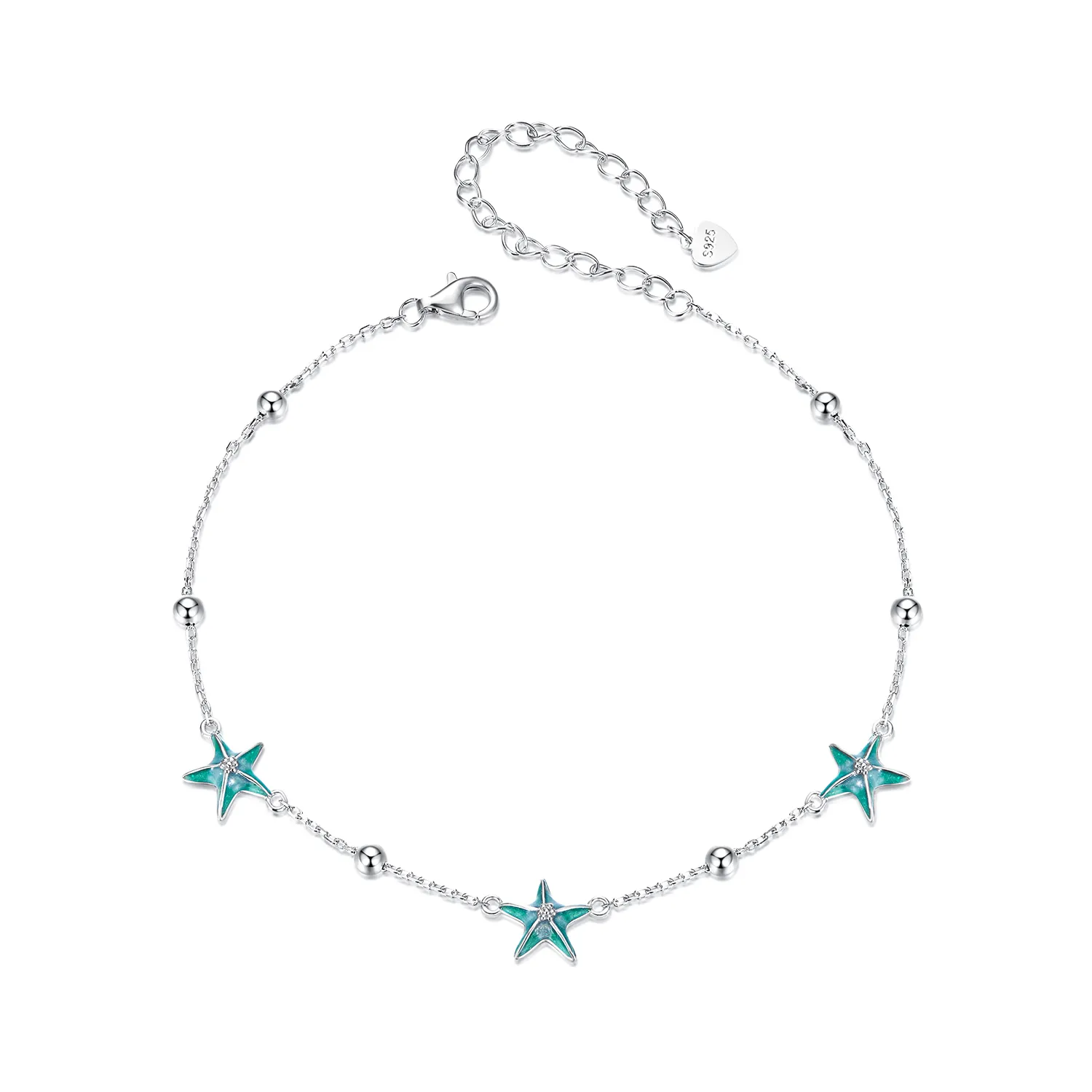 bransoletka na kostkę pandora style starfish teal sct026