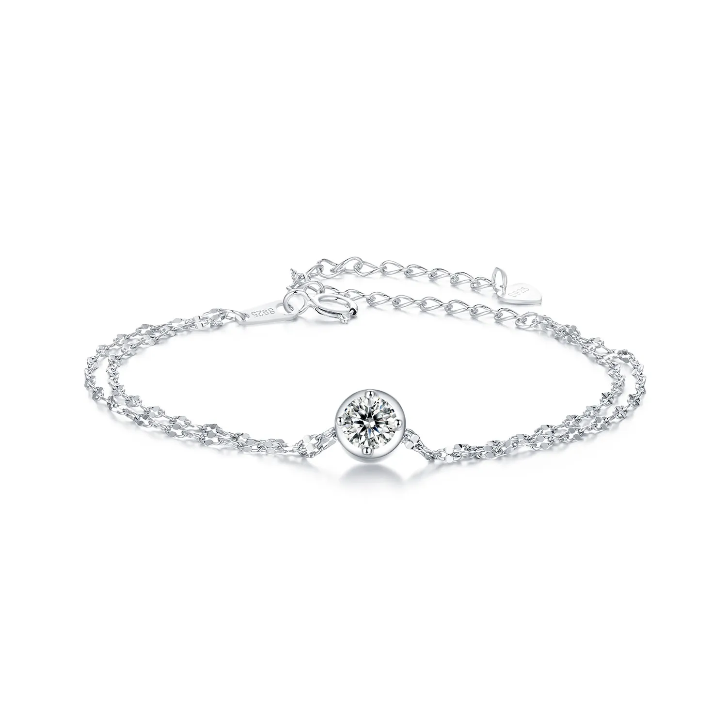 bransoletka pandora style 05ct moissanite double tile z jednym certyfikatem msb020