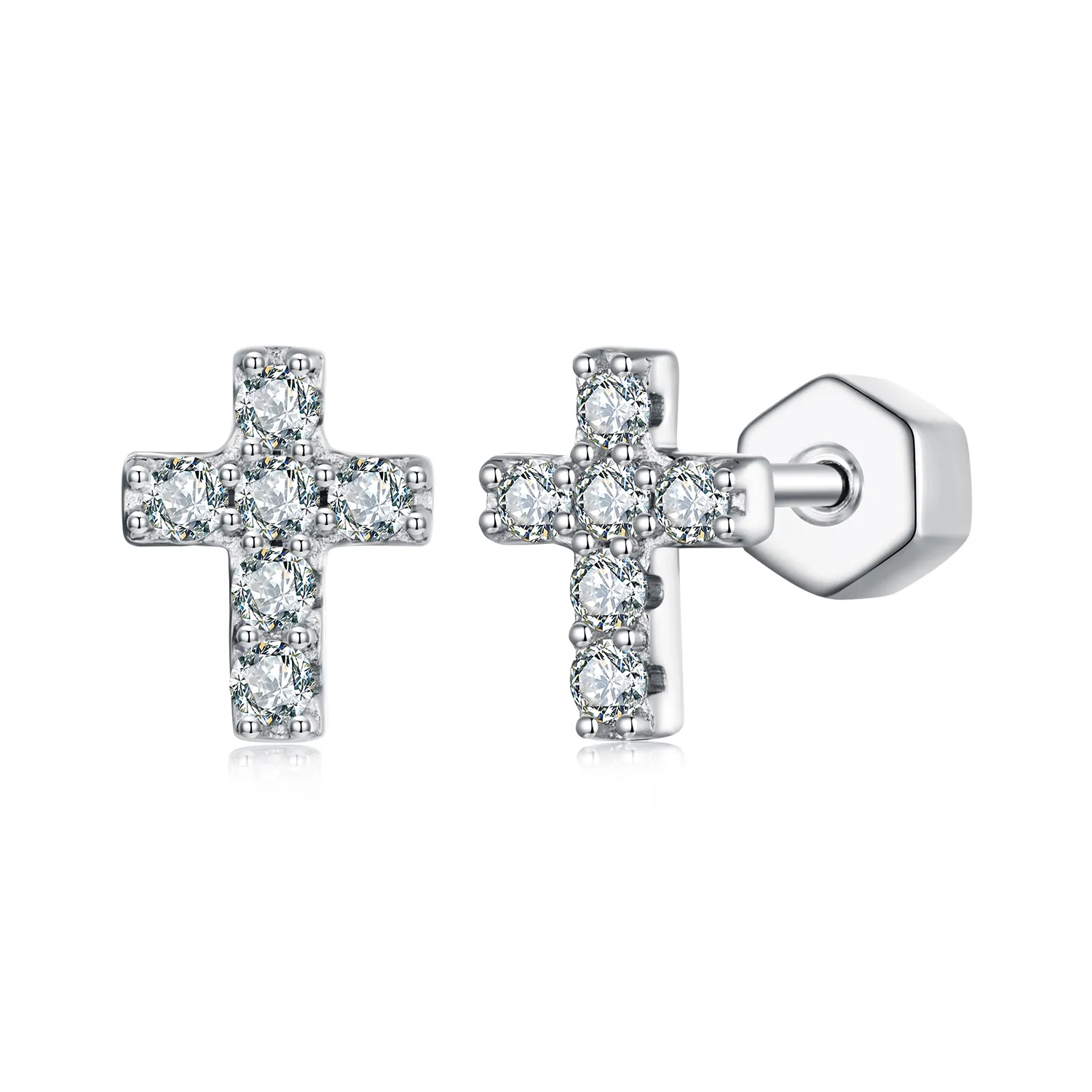 kolczyki pandora style cross jeden certyfikat mse070
