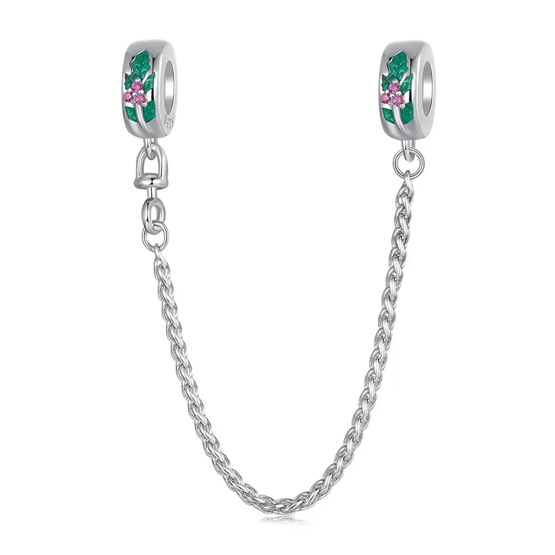 pandora style christmas holly łańcuch bezpieczeństwa scc2918