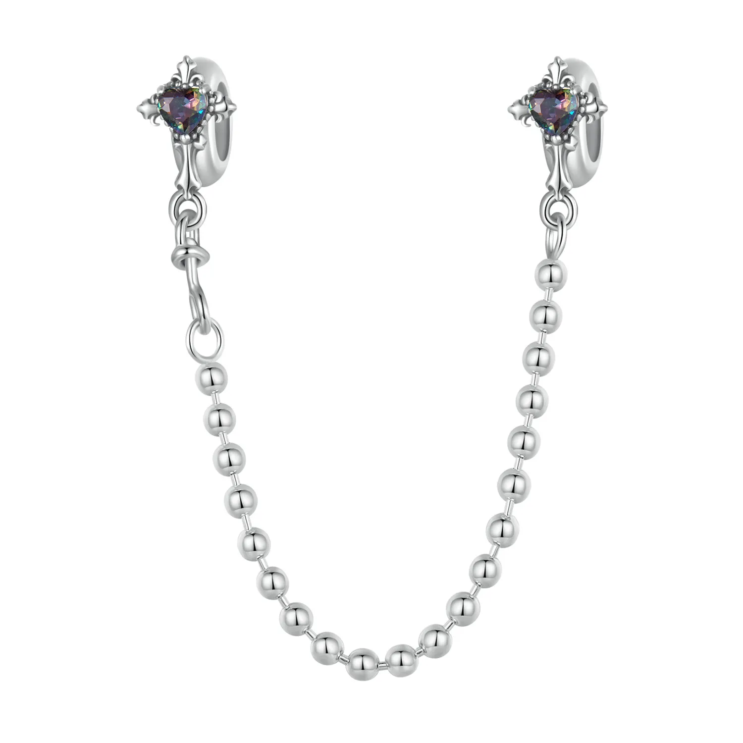 pandora style vintage krzyż silikonowy łańcuszek zabezpieczający bsc1060