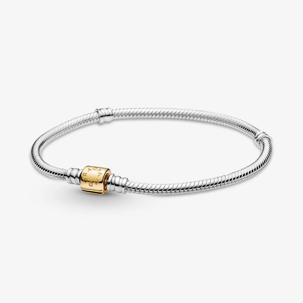 bransoletka pandora moments two tone barrel clasp snake chain 599347c00