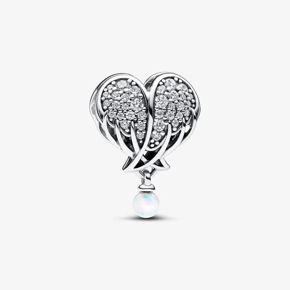 charms pandora lśniące skrzydła anioła i serce 792980c01