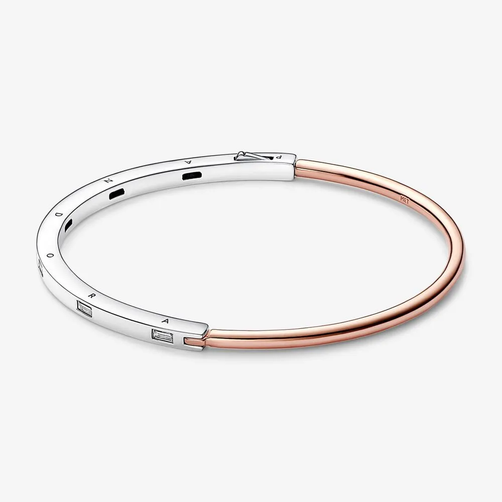 dwutonowa lśniąca bransoletka bangle pandora signature i d 582740c01