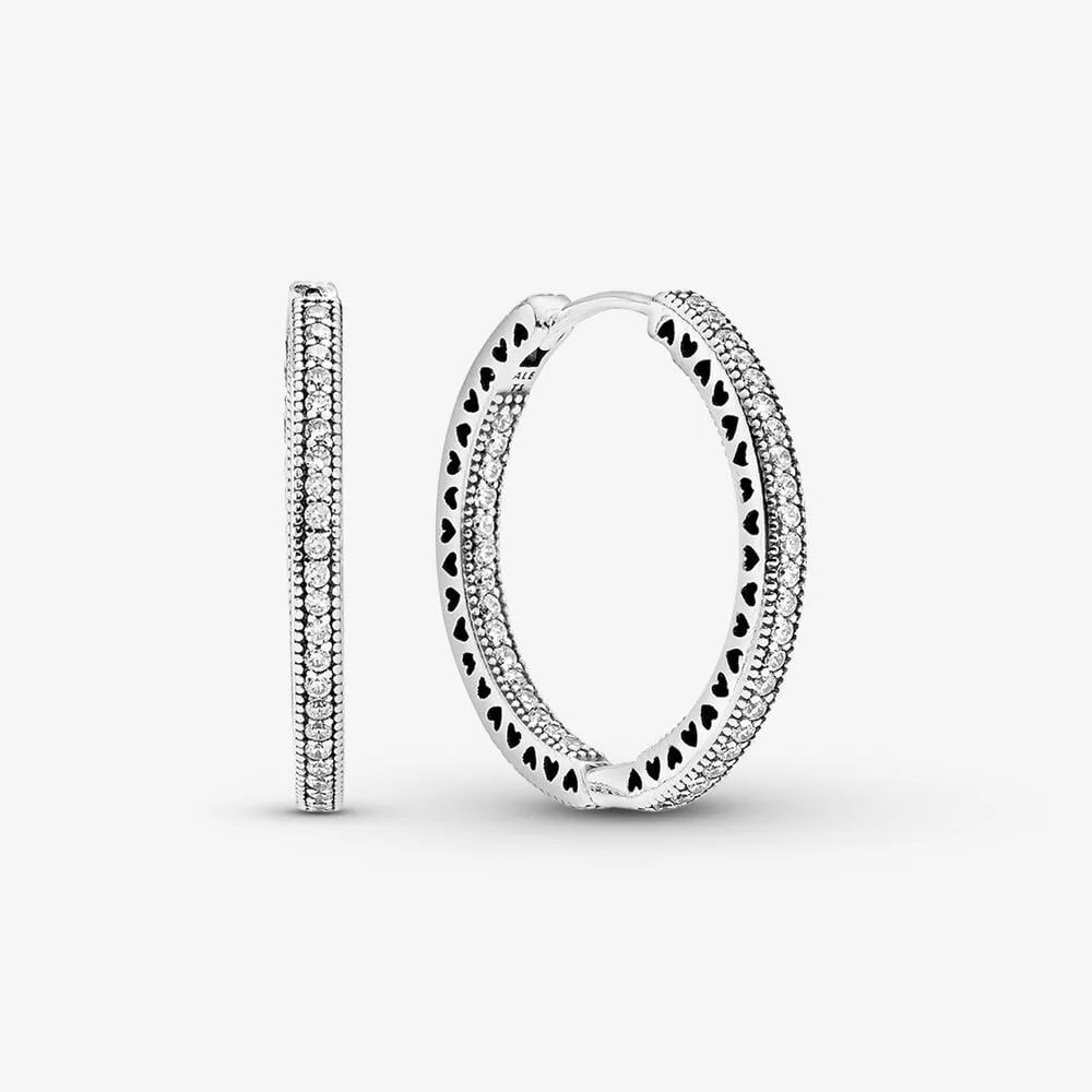 kolczyki pandora sparkle and hearts hoop 296319cz