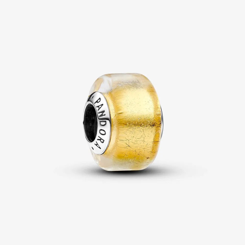 mały charms pandora ze złotego szkła murano 793353c00