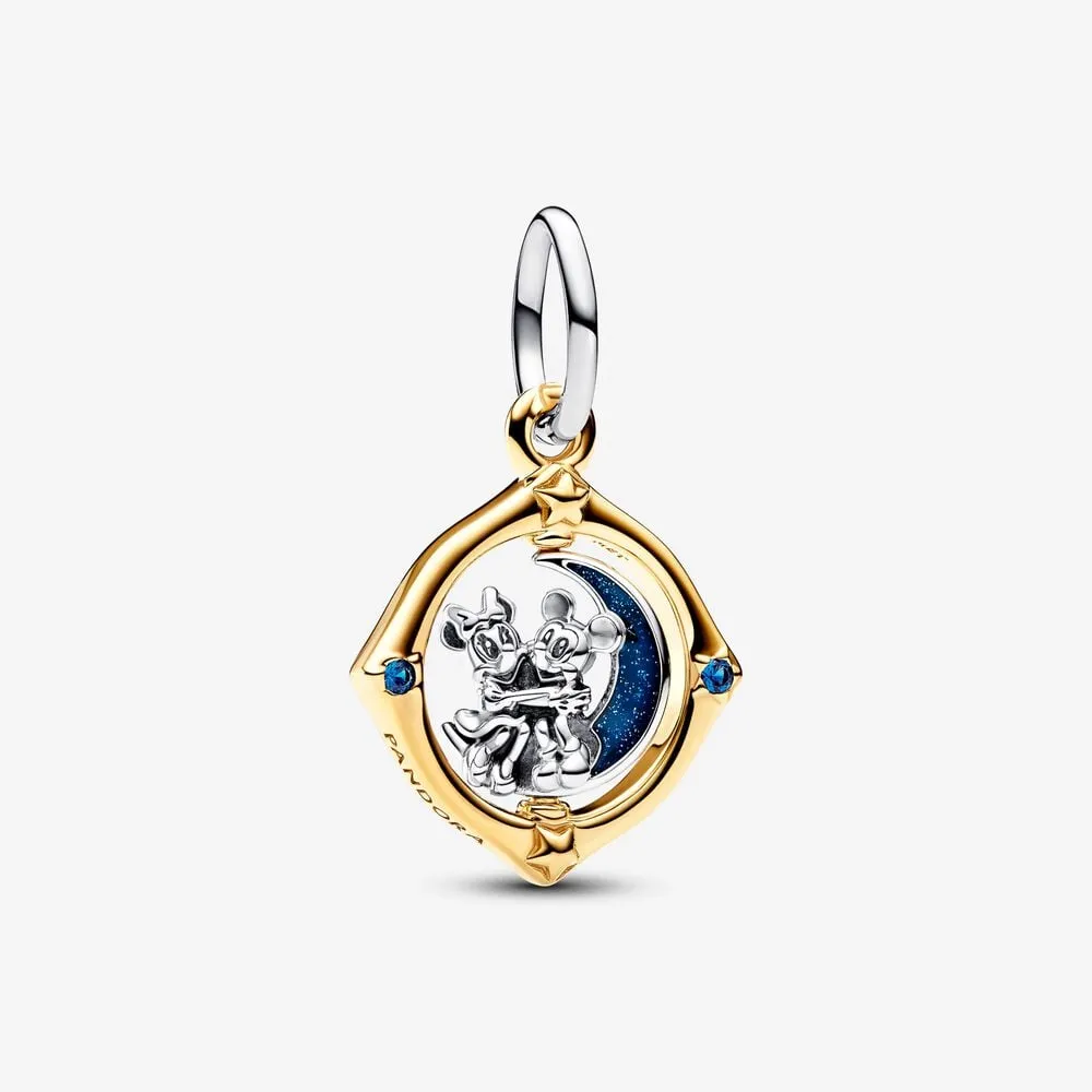 srebrno złoty charms zawieszka pandora disney myszka miki i myszka minnie z obrotowym księżycem 762955c01