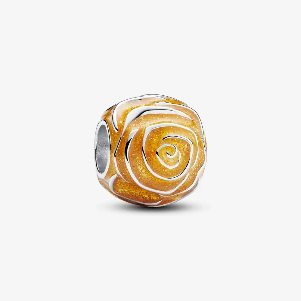 żółty charms pandora kwitnąca róża 793212c02