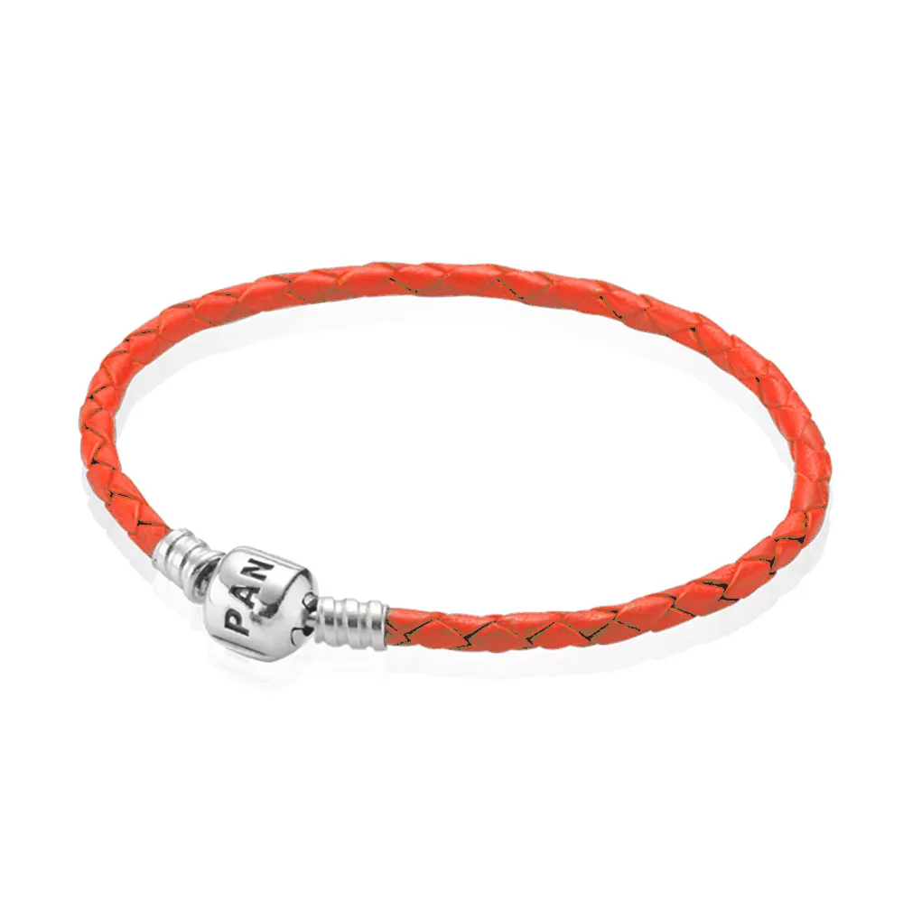 Orange pojedyncze skórzana bransoleta - Pandora PL