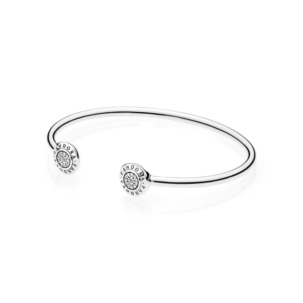 Srebrne branzoletki bangle z logo PANDORA