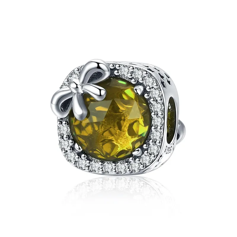 Charms Typu Pandora Pavé Żółty kokardka - SCC1058-YE
