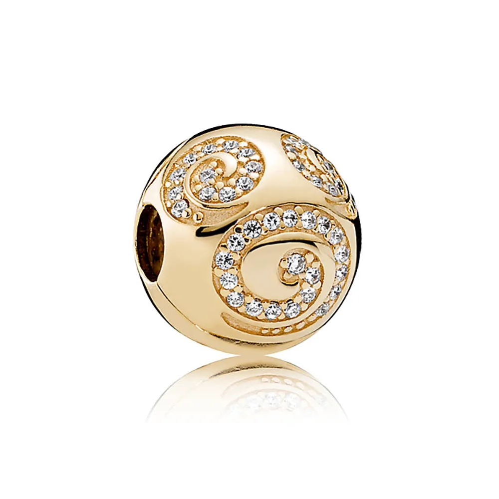 Mickey Mouse Gold Swirl Charm - Pandora PL