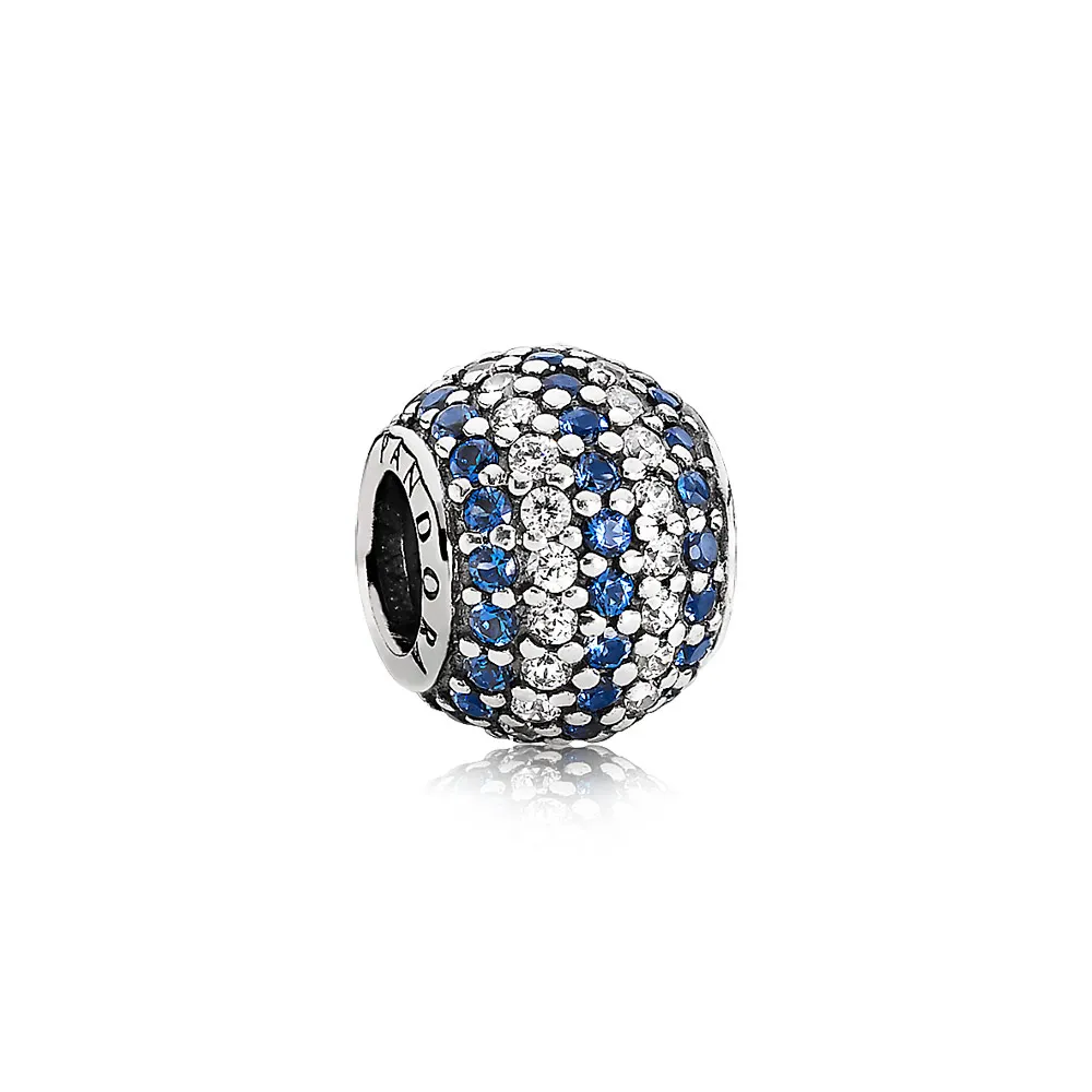 Nautical pavé lights, blue crystal & clear cz - Pandora PL