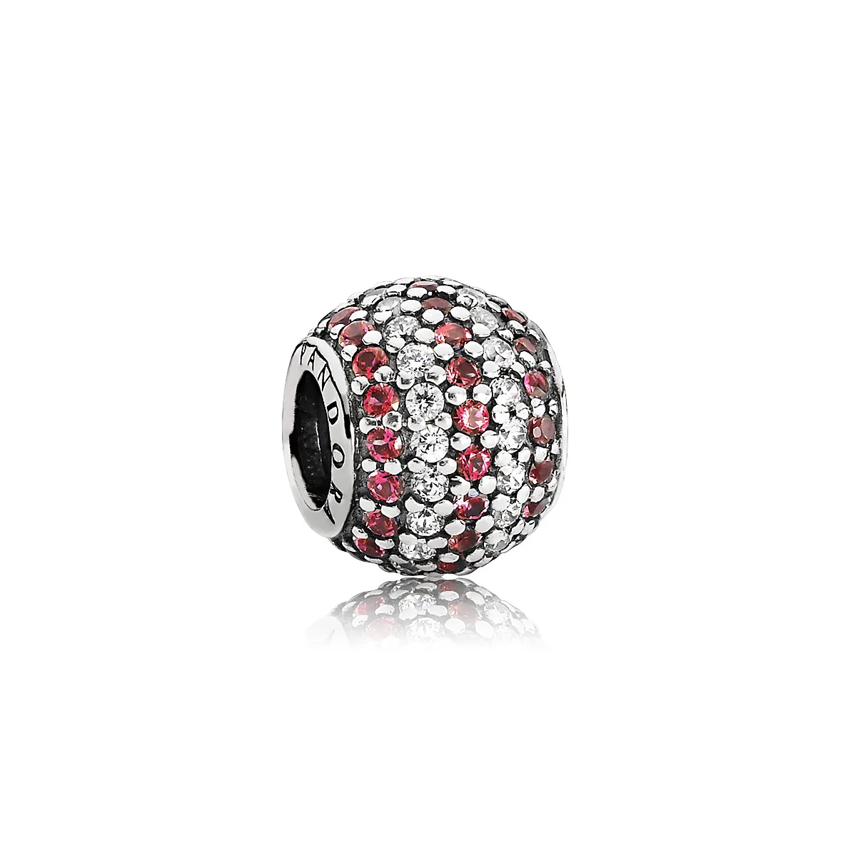 Nautical pavé lights, red & clear cz - Pandora PL
